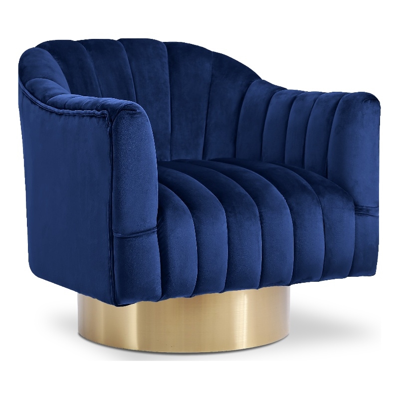 Meridian Furniture Farrah Navy Velvet Swivel Accent Chair