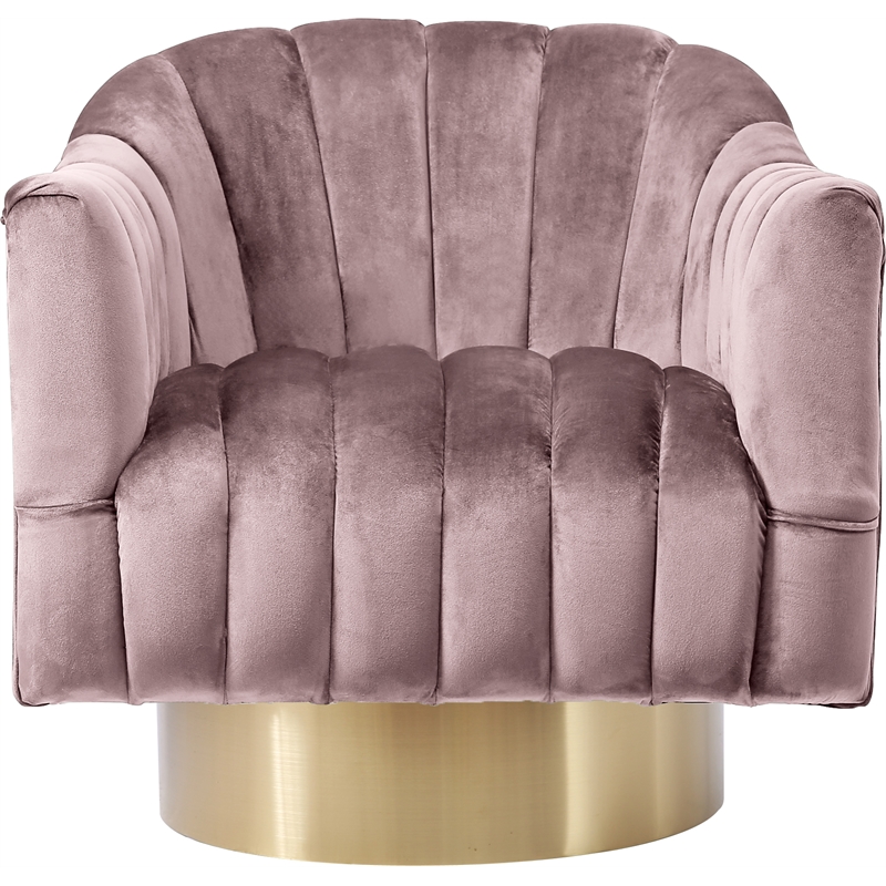Meridian Furniture Farrah Pink Velvet Swivel Accent Chair