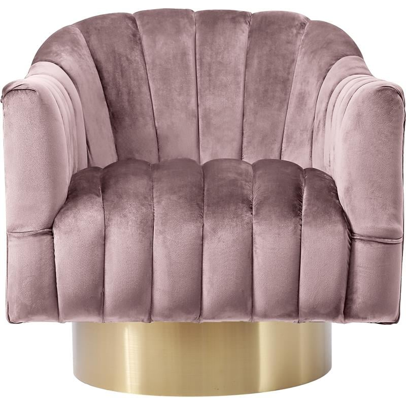 Meridian Furniture Farrah Pink Velvet Swivel Accent Chair