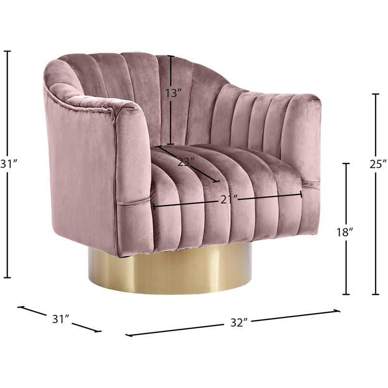 Meridian Furniture Farrah Pink Velvet Swivel Accent Chair
