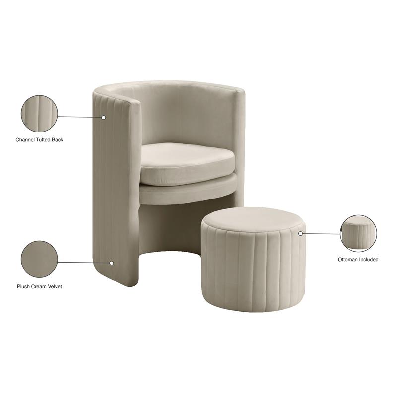 meridian furniture selena velvet accent chair and ottoman set