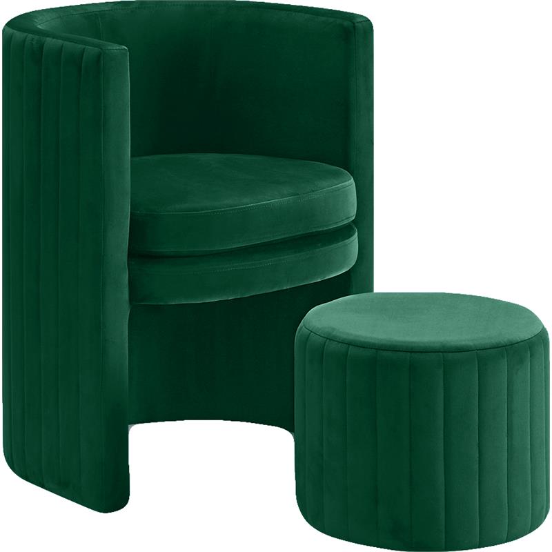 green accent chair with ottoman