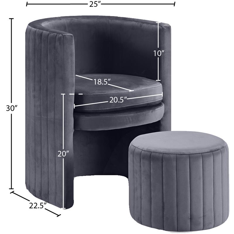 Meridian Furniture Selena Velvet Accent Chair and Ottoman Set Meridian Furniture Selena Velvet Accent Chair and Ottoman Set