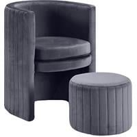 meridian furniture inc selena upholstered accent barrel chair with ottoman