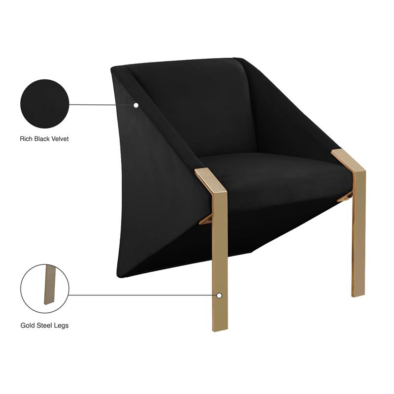 Meridian Furniture Rivet Velvet Accent Chair in Black