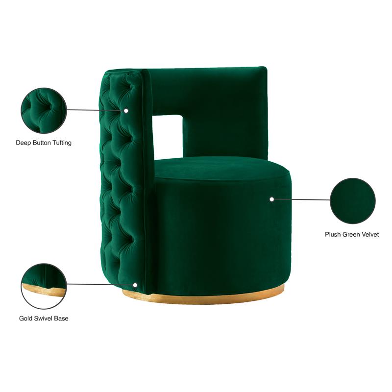 Meridian Furniture Theo Green Velvet Swivel Accent Chair