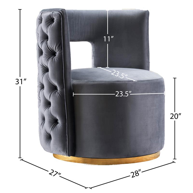 Meridian Furniture Theo Grey Velvet Swivel Accent Chair