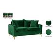 Meridian Furniture Naomi Contemporary Velvet Loveseat in Green