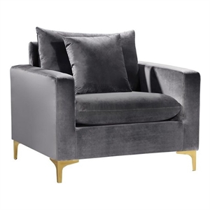 Meridian Furniture Naomi Velvet Accent Chair in Gray