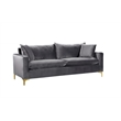 Meridian Furniture Naomi Contemporary Velvet Sofa in Gray