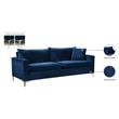 Meridian Furniture Naomi Contemporary Velvet Sofa in Navy