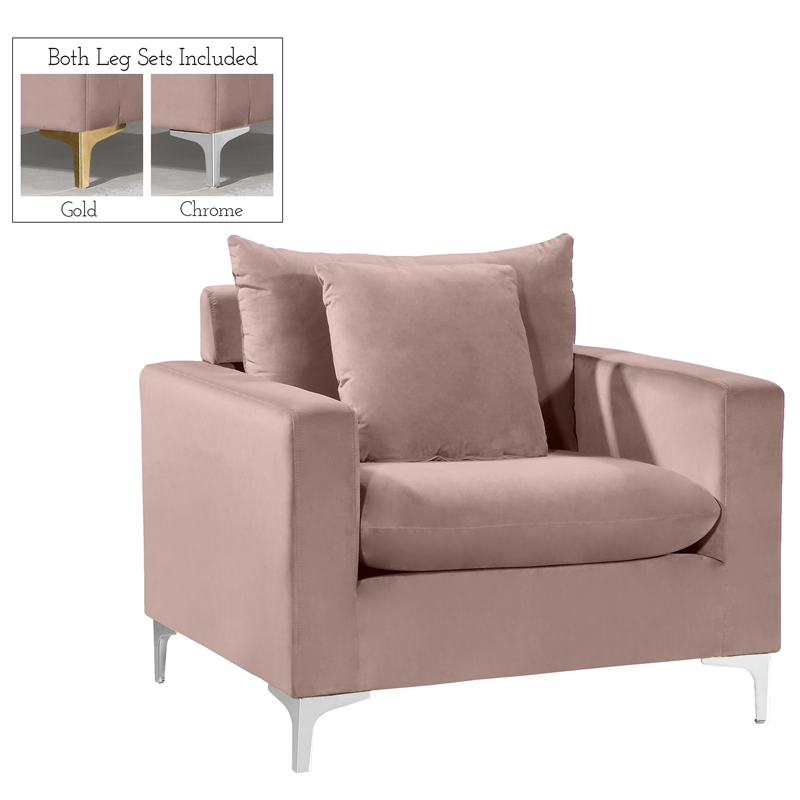 Meridian Furniture Naomi Velvet Accent Chair in Pink