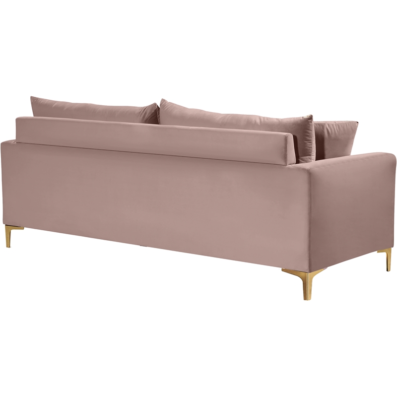 Meridian Furniture Naomi Contemporary Velvet Sofa in Pink