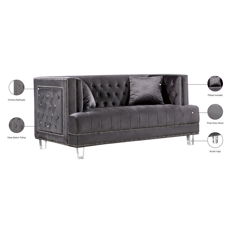 Meridian Furniture Lucas Velvet Loveseat Meridian Furniture Lucas Velvet Loveseat