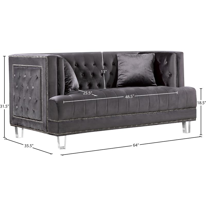 Meridian Furniture Lucas Velvet Loveseat Meridian Furniture Lucas Velvet Loveseat