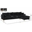 Meridian Furniture Naomi Contemporary 2pc Velvet Reversible Sectional in Black