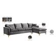 Meridian Furniture Naomi Contemporary 2pc Velvet Reversible Sectional in Gray