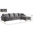 Meridian Furniture Naomi Contemporary 2pc Velvet Reversible Sectional in Gray