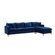 Meridian Furniture Naomi Contemporary 2pc Velvet Reversible Sectional in Navy