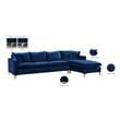 Meridian Furniture Naomi Contemporary 2pc Velvet Reversible Sectional in Navy