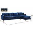 Meridian Furniture Naomi Contemporary 2pc Velvet Reversible Sectional in Navy