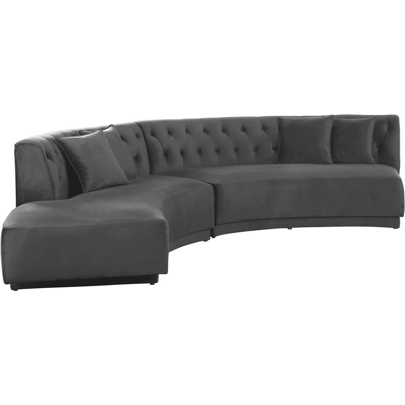Meridian Furniture Kenzi 2pc Velvet Sectional in Gray