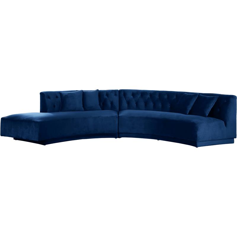 Meridian Furniture Kenzi 2pc Velvet Sectional in Navy Cymax Business