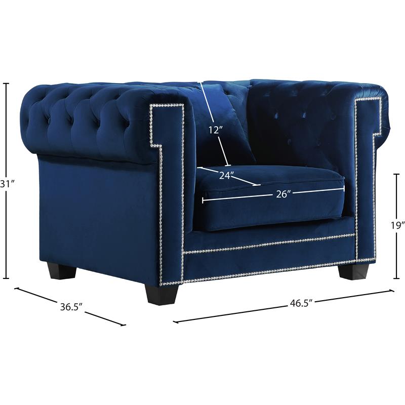 Tufted Velvet Upholstered Office Chair in Navy Blue - Single