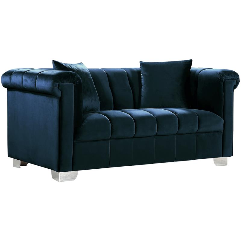 Meridian Furniture Kayla Navy Velvet Loveseat