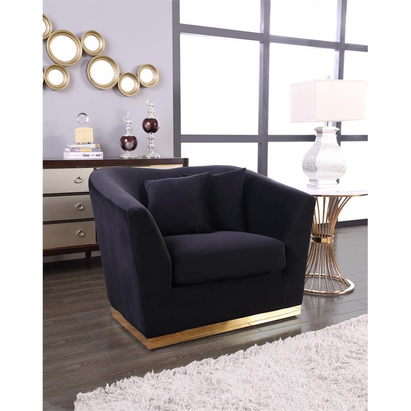 Meridian Furniture Arabella Velvet Upholstered Accent Chair in Black