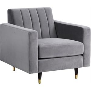 meridian furniture lola velvet accent chair in gray