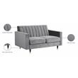 Meridian Furniture Lola Contemporary Velvet Loveseat in Gray