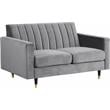 Meridian Furniture Lola Contemporary Velvet Loveseat in Gray