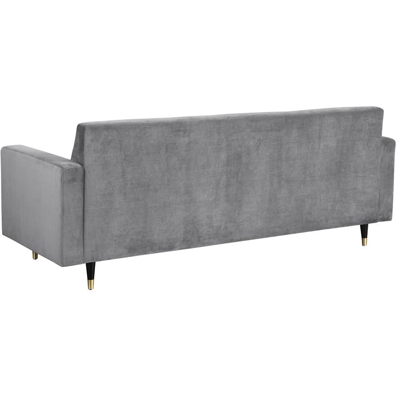 Meridian Furniture Lola Contemporary Velvet Sofa in Gray