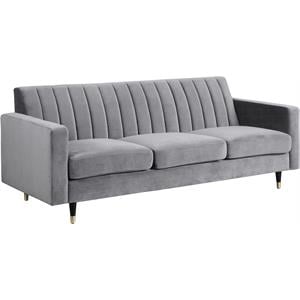 Meridian Furniture Lola Contemporary Velvet Sofa in Gray