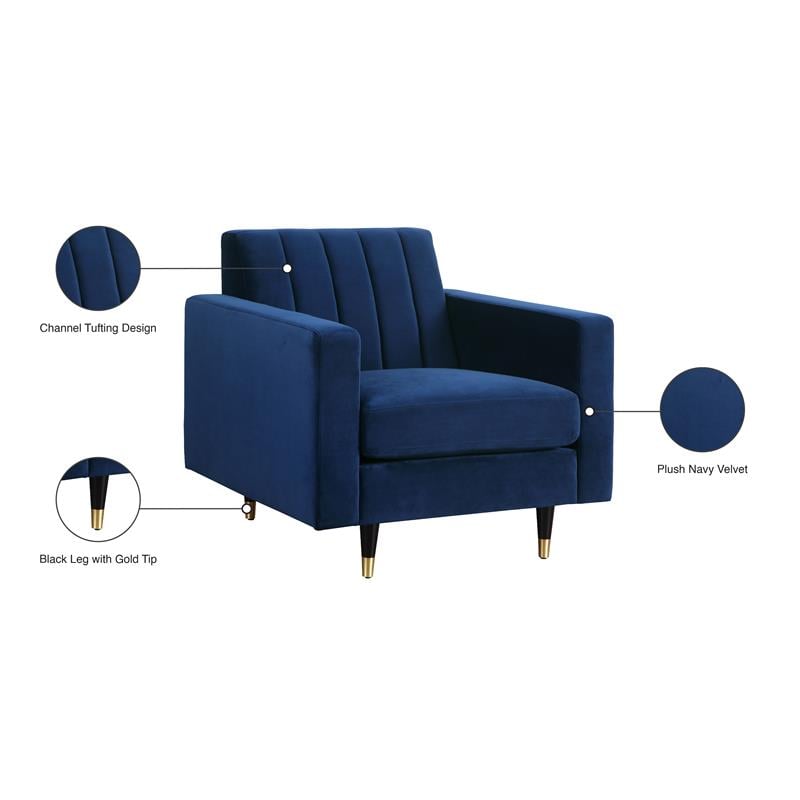 Meridian Furniture Lola Velvet Accent Chair in Navy