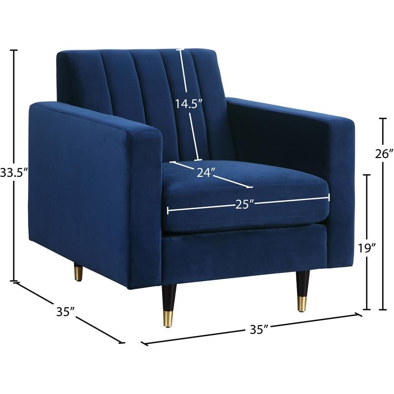 Meridian Furniture Lola Velvet Accent Chair in Navy