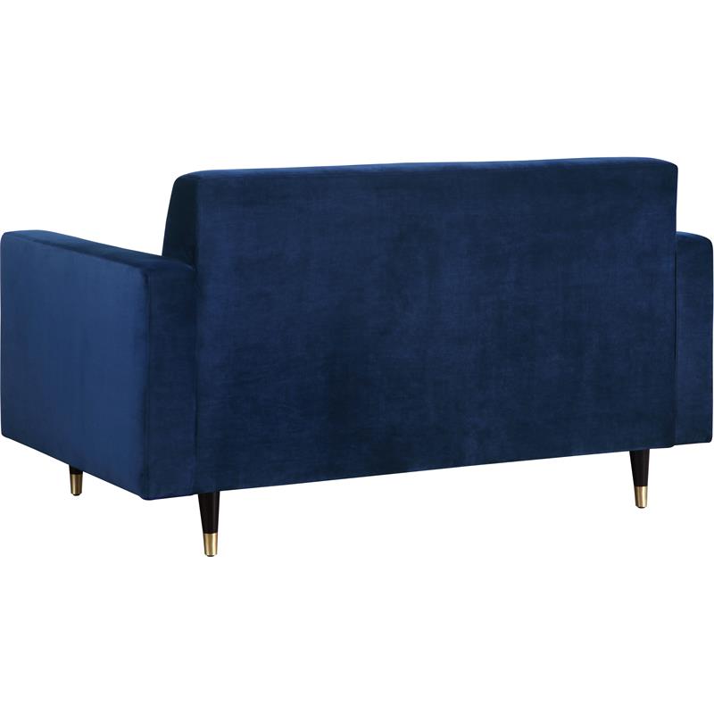 Meridian Furniture Lola Contemporary Velvet Loveseat in Navy