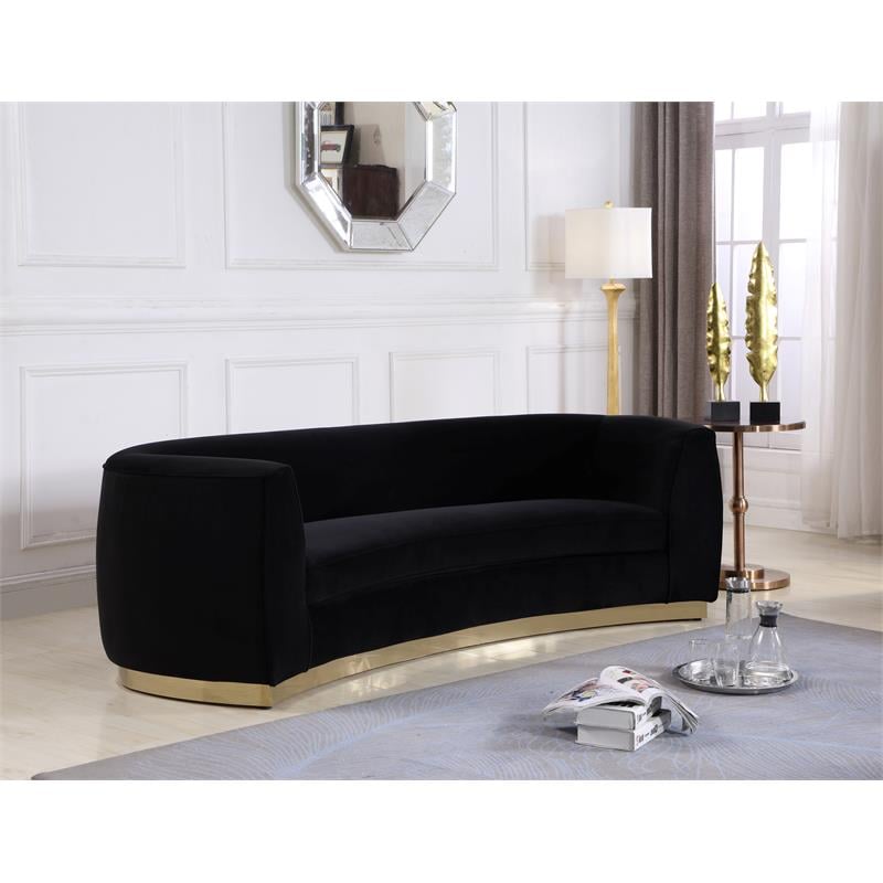 Meridian Furniture Julian Contemporary Velvet Sofa in Black