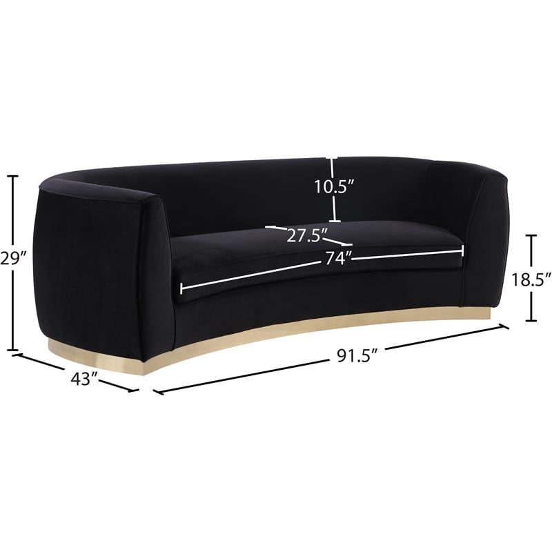 Meridian Furniture Julian Contemporary Velvet Sofa in Black