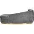 Meridian Furniture Julian Curved Back Velvet Chaise in Gray and Gold
