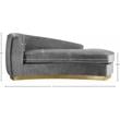 Meridian Furniture Julian Curved Back Velvet Chaise in Gray and Gold