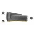 Meridian Furniture Julian Curved Back Velvet Chaise in Gray and Gold