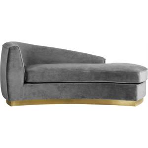 meridian furniture julian curved back velvet upholstered chaise lounge
