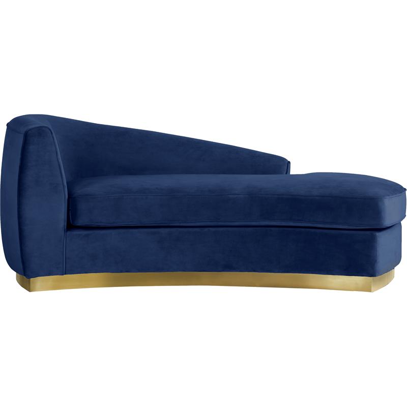 Meridian Furniture Julian Curved Back Velvet Chaise in Navy and Gold