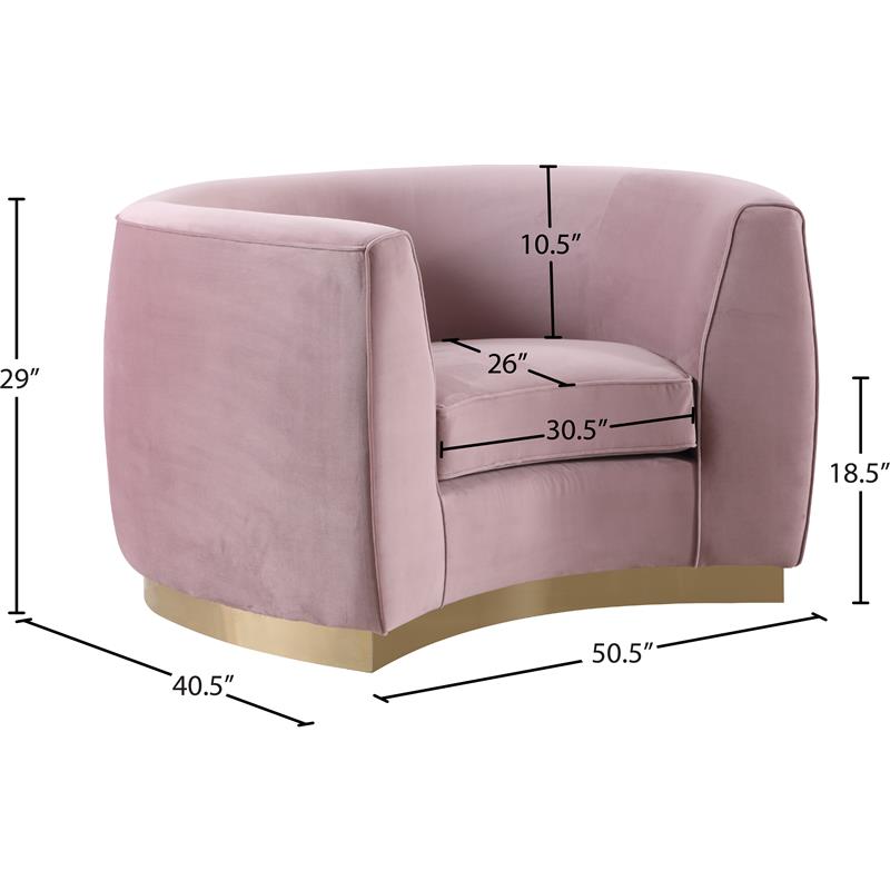 Meridian Furniture Julian Velvet Accent Chair in Pink and Gold