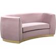 Meridian Furniture Julian Contemporary Velvet Loveseat in Pink