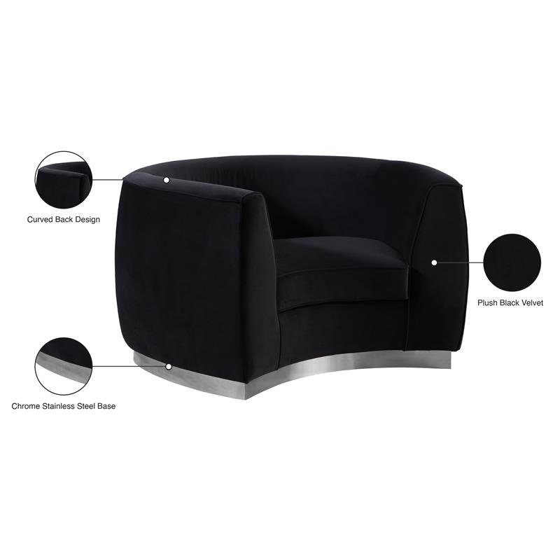 Meridian Furniture Julian Velvet Chair - Chrome Base Meridian Furniture Julian Velvet Chair - Chrome Base