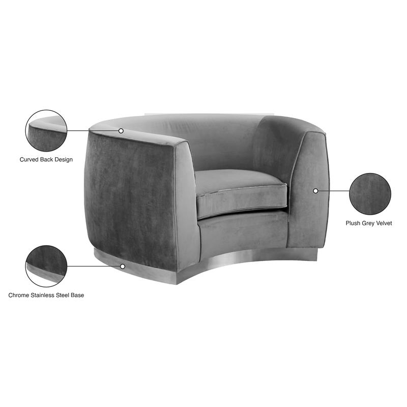 Meridian Furniture Julian Grey Velvet Chair