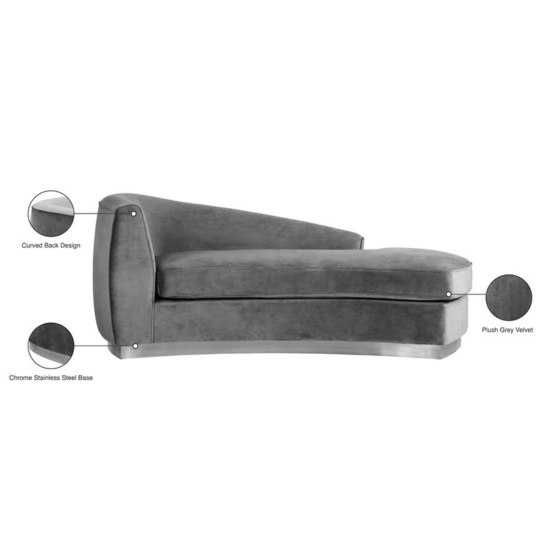Meridian Furniture Julian Grey Velvet Chaise